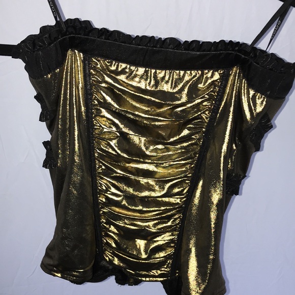 Bebe shirred metallic ruffle corset xs - Picture 4 of 8
